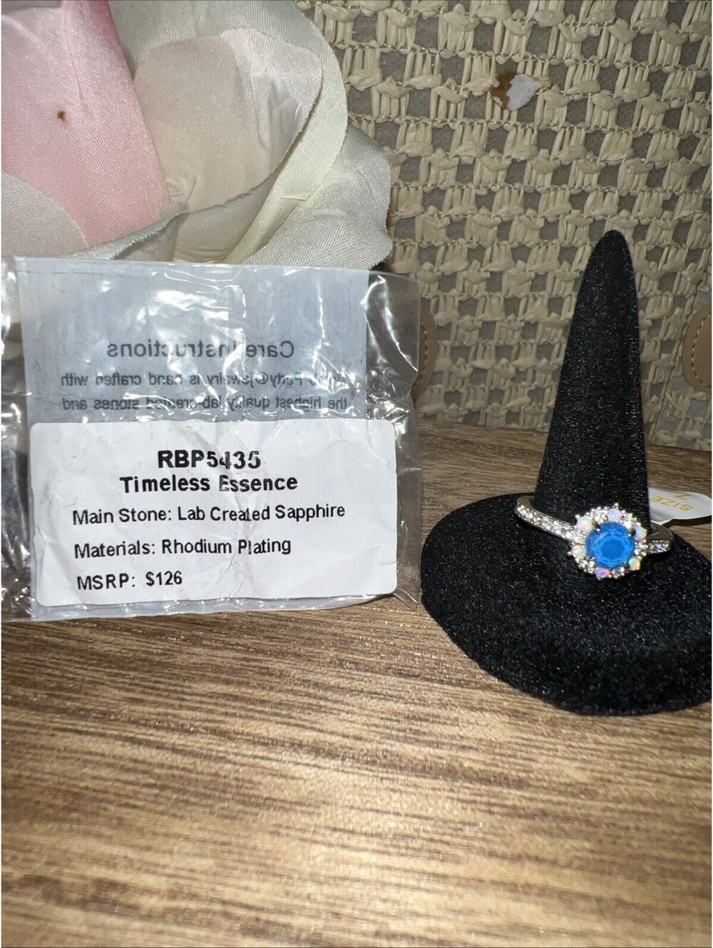 Bomb Party Timeless Essence Ring Size 7. Lab Created Sapphire. Rhodium Plating.